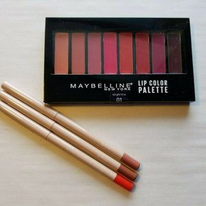 Maybelline Lip Bundle 8 Color Palette & 3 pc Liner